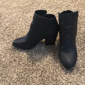 Black leather booties